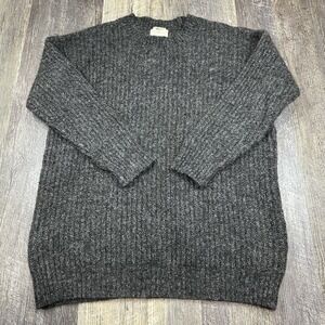 Denim & Supply Ralph Lauren Women's Rib Knit Sweater Gray Wool Italian Yarn Sz M